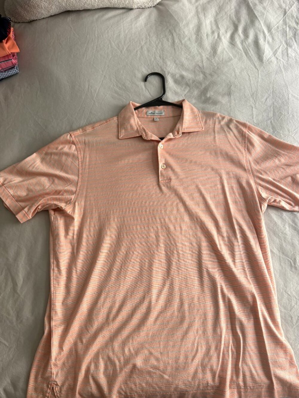 Peter Millar Golf Polo Men's M Peach Coral Turquoise Striped